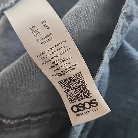 ASOS Design Midwash Chambray Halter Neck Button Down Mini Dress 6 UK 10 (21) - Picture 9 of 11